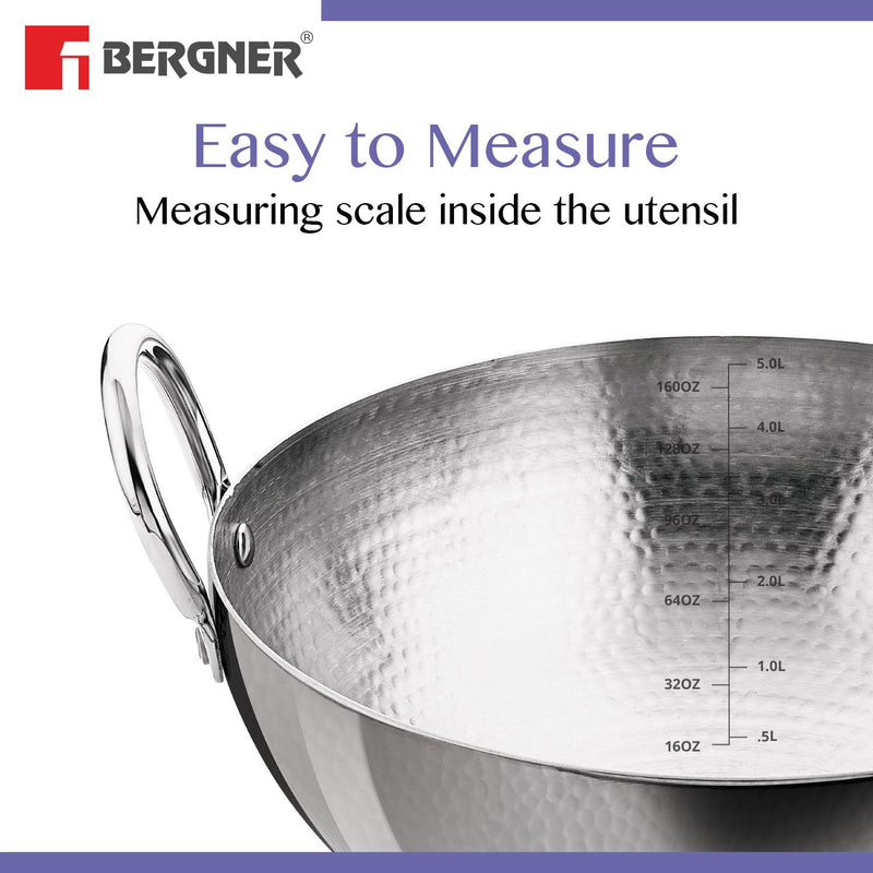 Bergner BE Essentials Hammered Kadai - Gas Stove Compatible (5-Year Warranty)