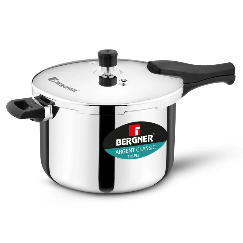 Bergner Trimax Stainless Steel Outer Lid Pressure Cooker, Easy Locking - Induction Bottom