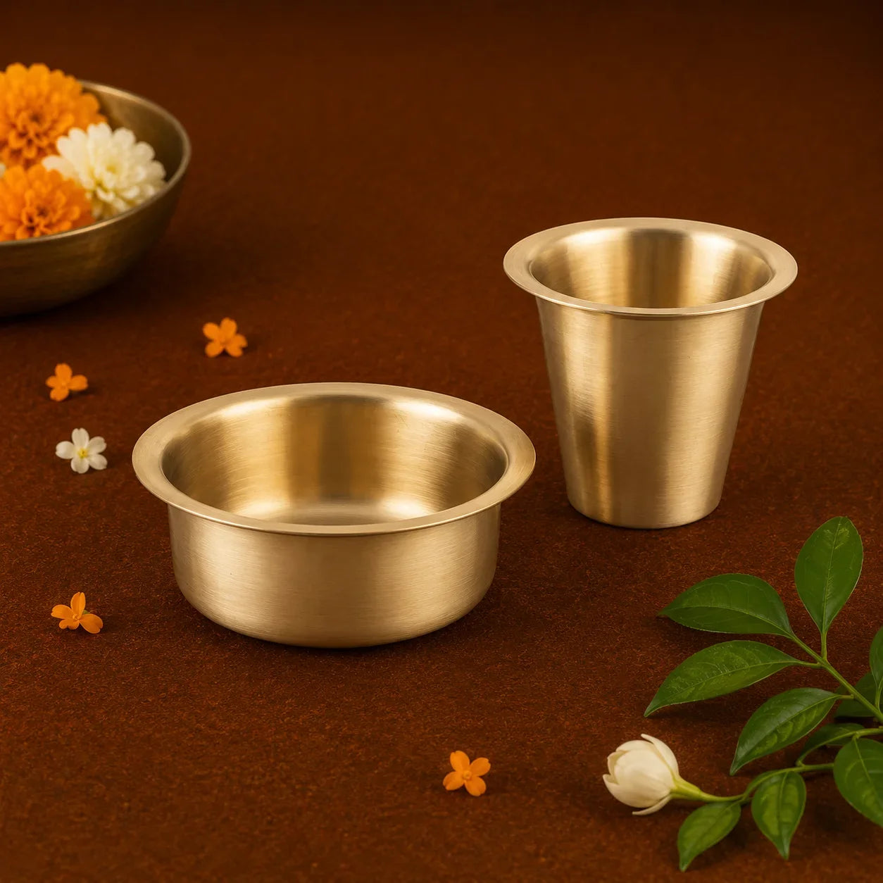 Lime (Kansa)Bronze Glass - Filter Coffee Dabra Set