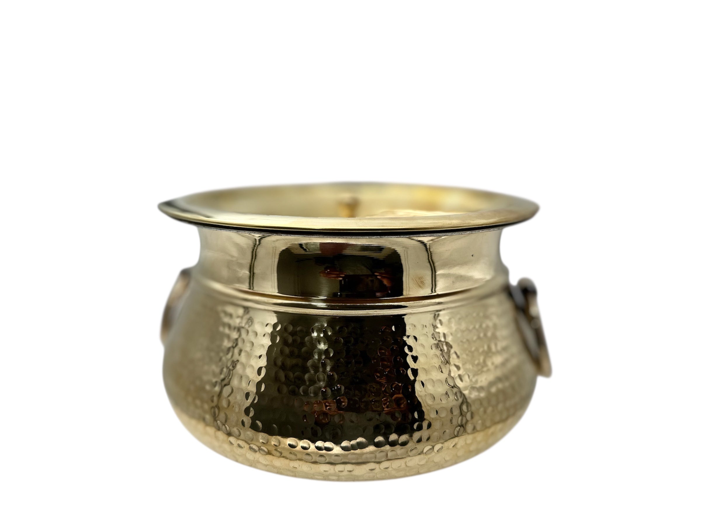 Brass Hammered Handi Vessel with Handles  (Shakuntala/Mughlai/Deg) (Kalai i.e. Tin Coated )