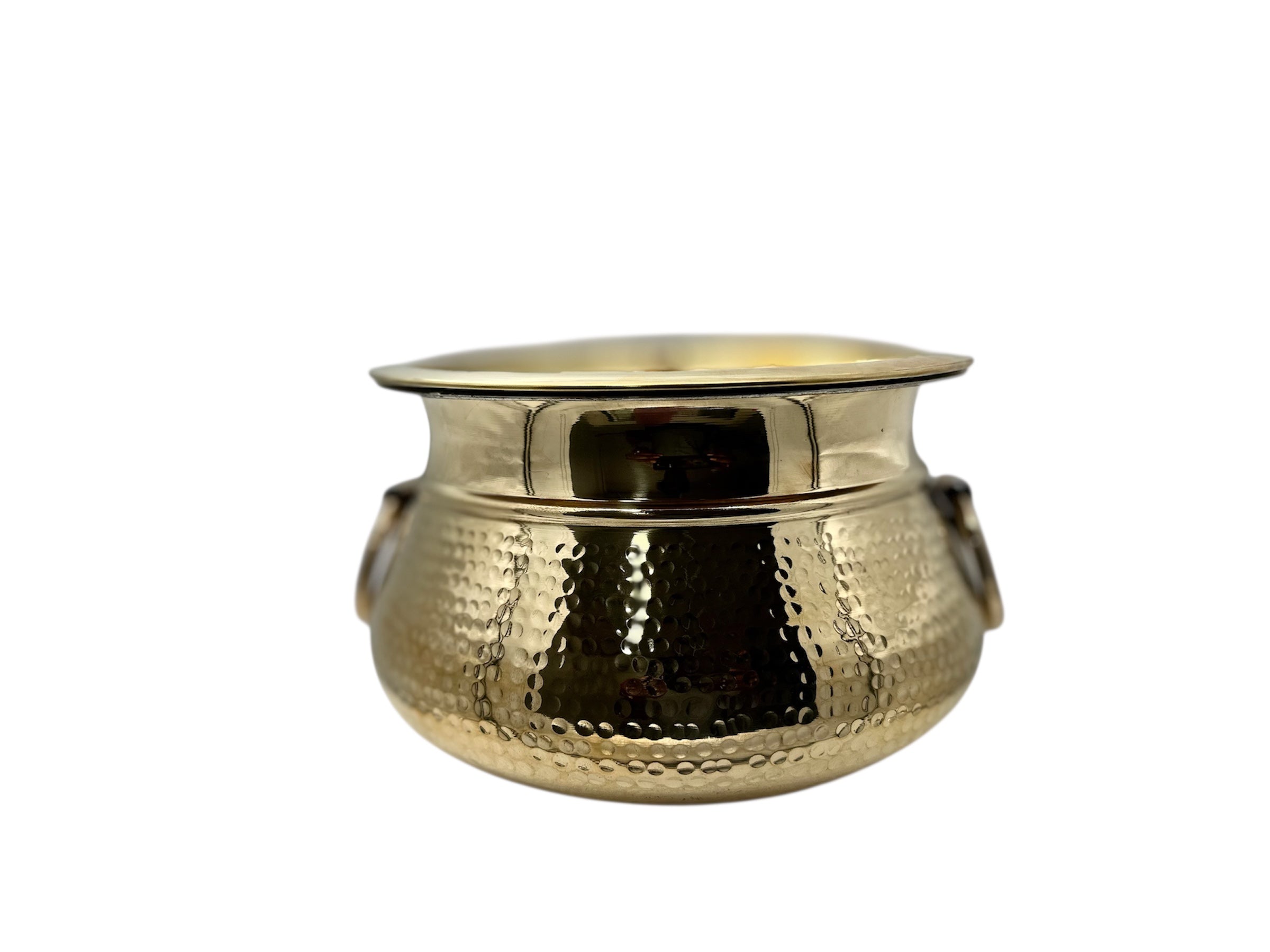 Brass Hammered Handi Vessel with Handles  (Shakuntala/Mughlai/Deg) (Kalai i.e. Tin Coated )