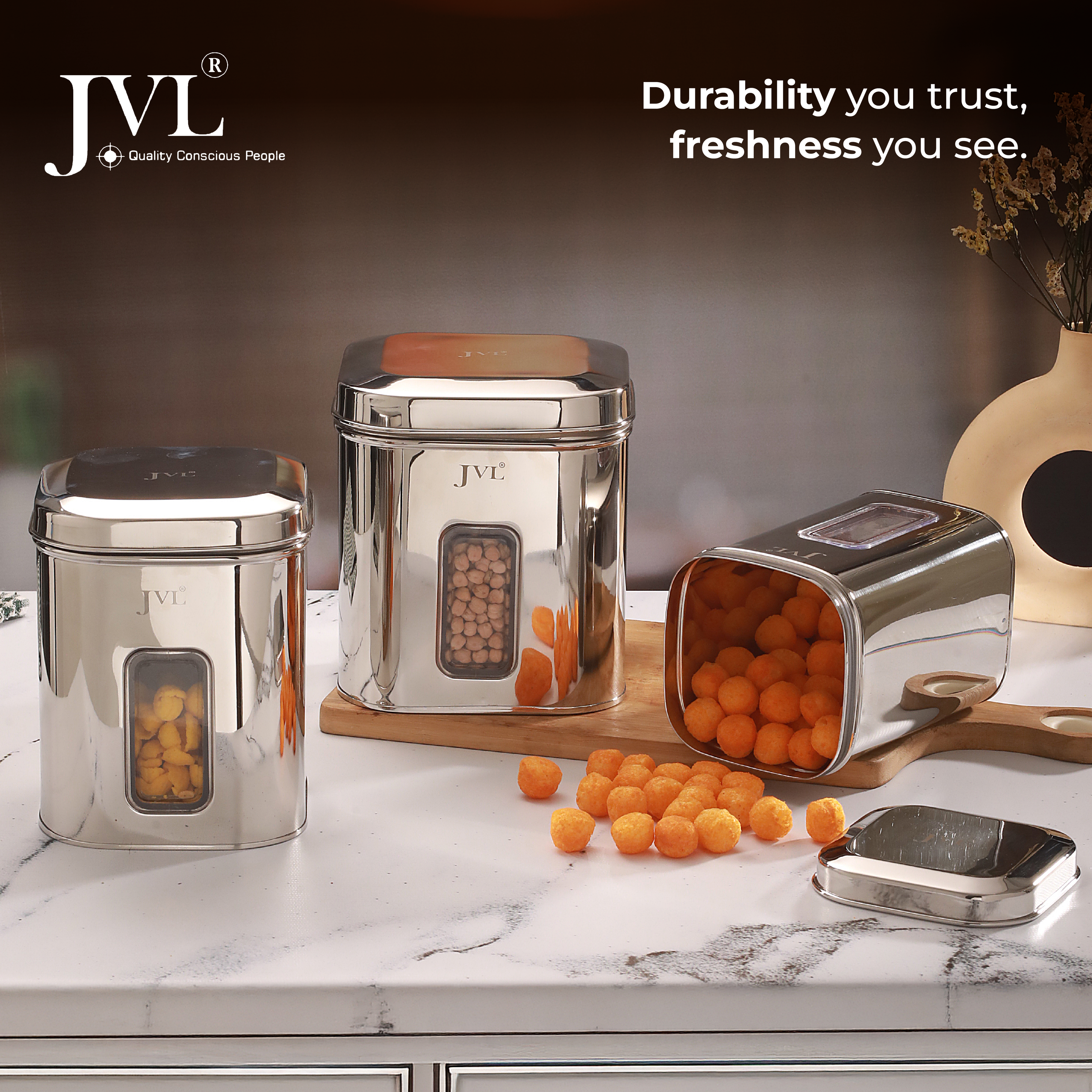 JVL Flossy Window Canister