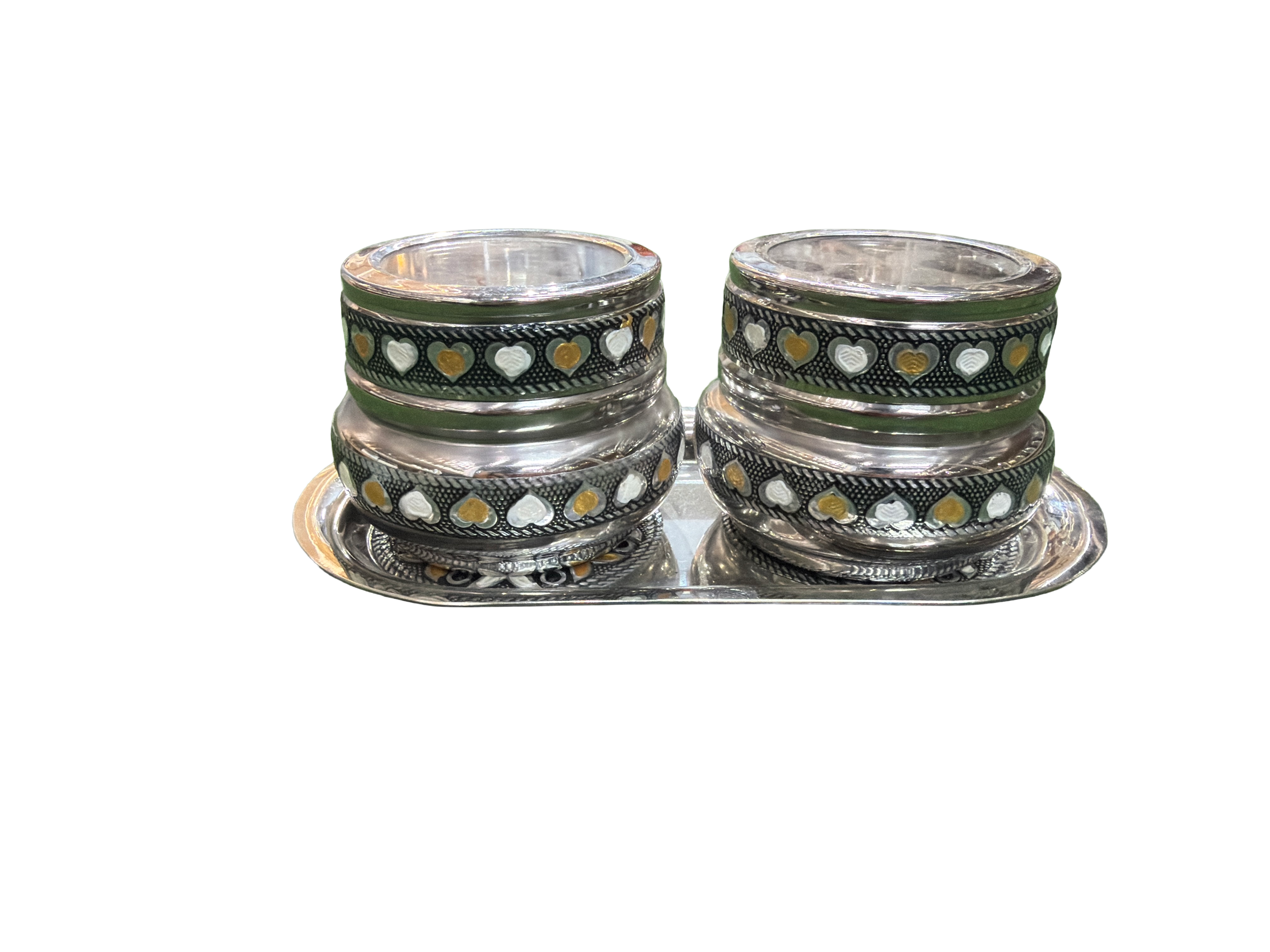 Lime Royal Meenakari Dry Fruit Box Set – Set of 2 with Tray  stainless steel