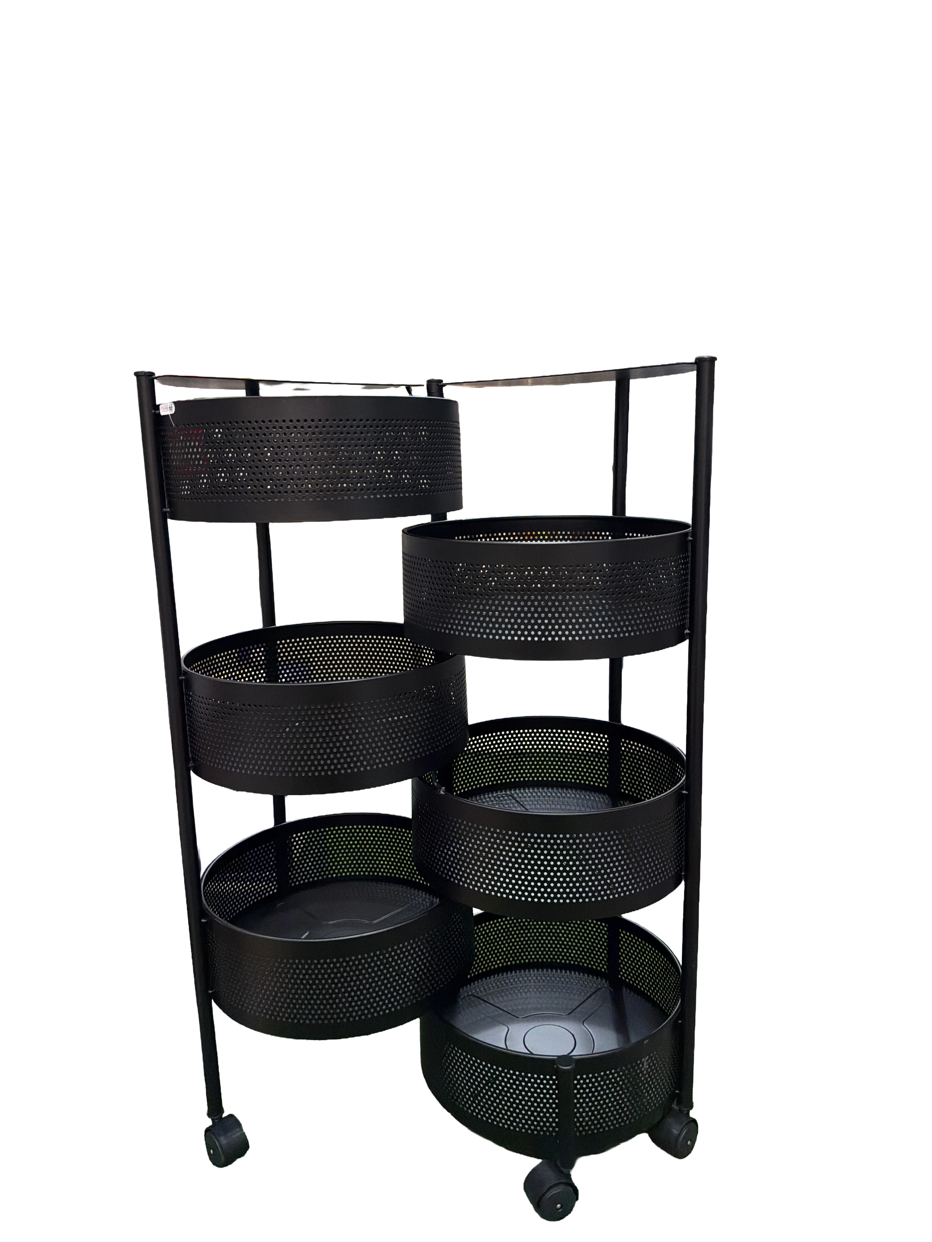 LIME Butterfly Metal 4 Layer Round Kitchen Rotating Trolley Portable Space Saving Storage Rack for Fruits & Vegetable Onion Cutlery,