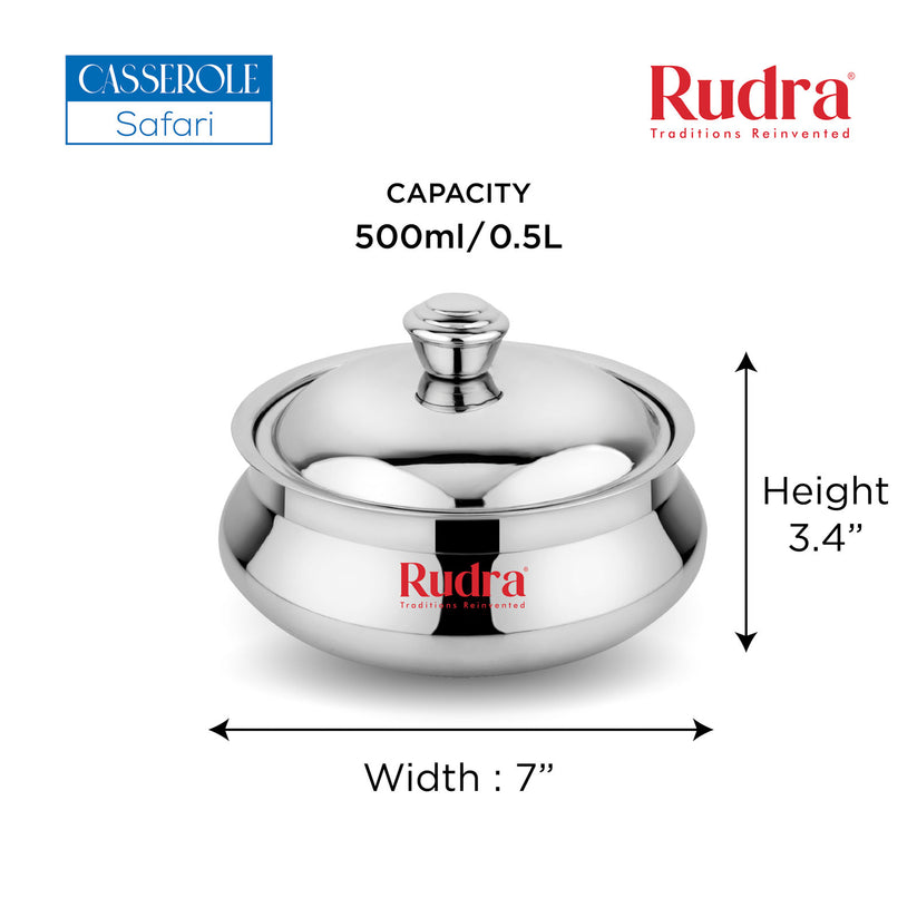 Rudra SS Double Walled Stainless Steel Casserole, Serve Casserole