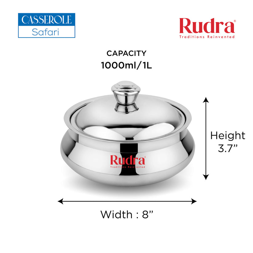 Rudra SS Double Walled Stainless Steel Casserole, Serve Casserole