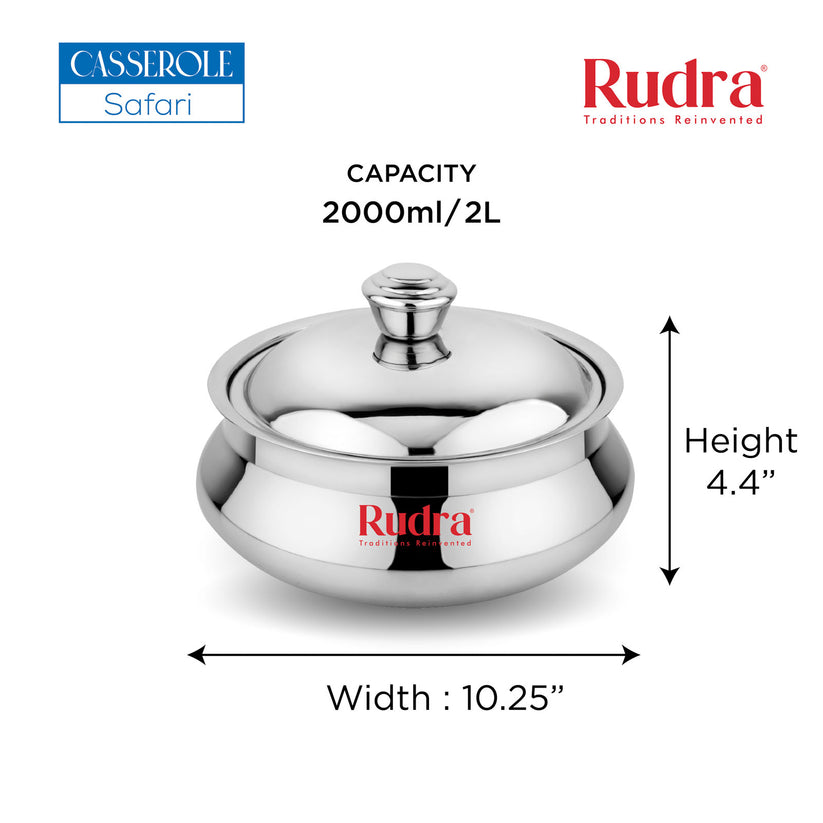 Rudra SS Double Walled Stainless Steel Casserole, Serve Casserole