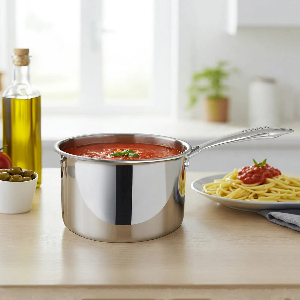 Lime Triply Stainless Steel Deep Ragi Mudde Pot & Saucepan