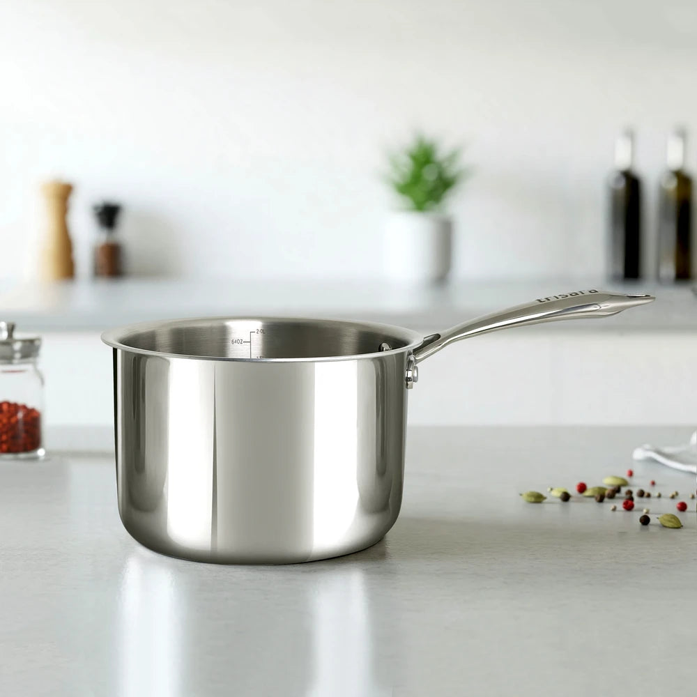 Lime Triply Stainless Steel Deep Ragi Mudde Pot & Saucepan