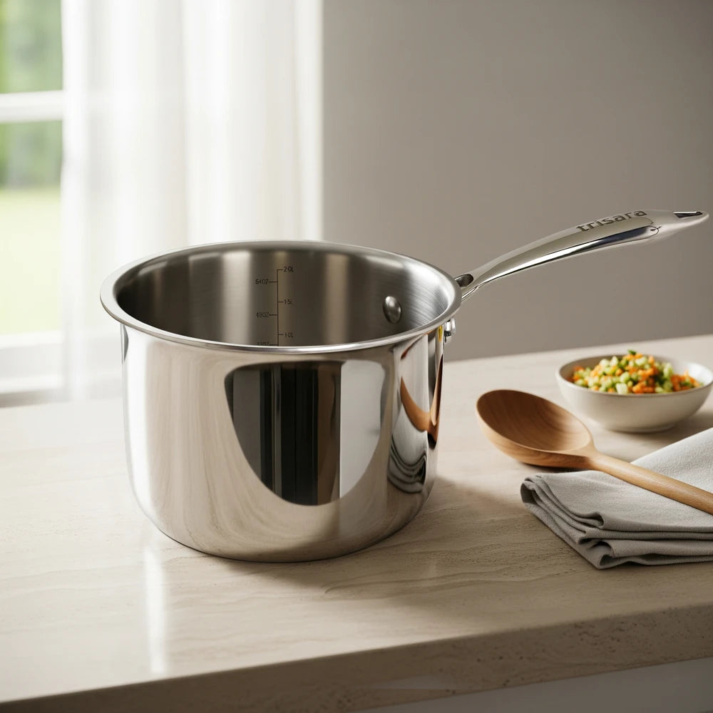 Lime Triply Stainless Steel Deep Ragi Mudde Pot & Saucepan