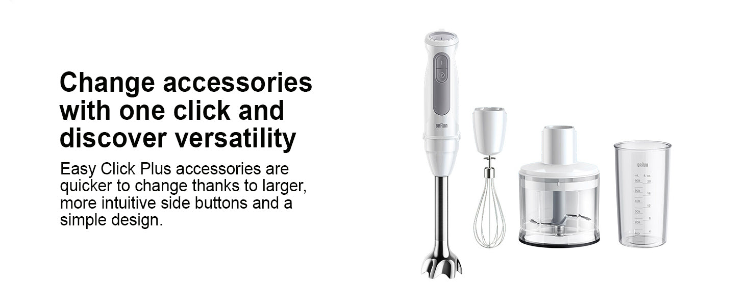 Braun MultiQuick 5, Powerful 1000W Hand Blender, Patented PowerBell Technology, Made in Europe, Guranteed Splash-Proof, 21 Speed + Turbo, All-in-1: Blender, Grinder, Chopper & Whisker, MQ50236M