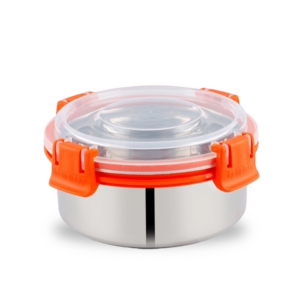 uninox Trendy Stainless Steel Lunch Box Set of 3 Pcs (300ml, 300ml, 450ml) with 1 Steel Spoon for Office, Picnic, Student | BPA Free | Orange | Leak Proof | Hot Food
