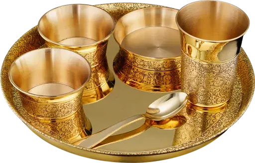 Lime  lily Brass Heritage Dinner set 57 pieces, Pital, Peetal Dinner Set